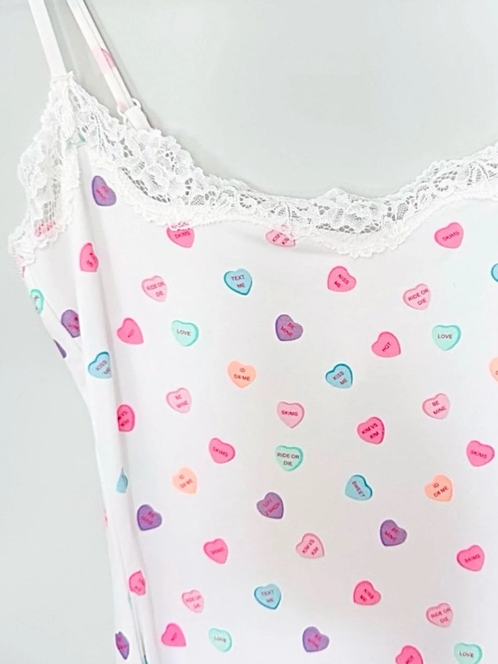 SKIMS Fits Everybody Lace Slip Maxi Dress Candy Heart Marble Size XS - Picture 3 of 8